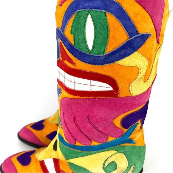 Zalo Vintage Colourful Western Cowboy Boots Size 5.5 - Picture 4 of 6